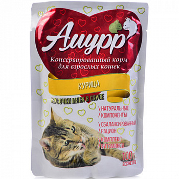 Амурр 100 гр Курица СОУС д/кошек 1/24 ЧЗ