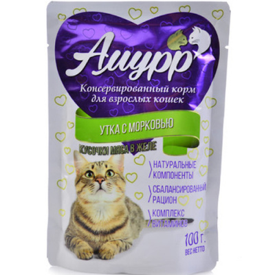 Амурр 100 гр Утка с морковью желе д/кошек 1/24