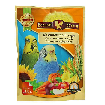Верные друзья д/волнистых попуг.с овощами и фруктами 500 гр 1/10