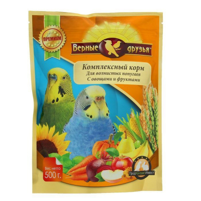 Верные друзья д/волнистых попуг.с овощами и фруктами 500 гр 1/10