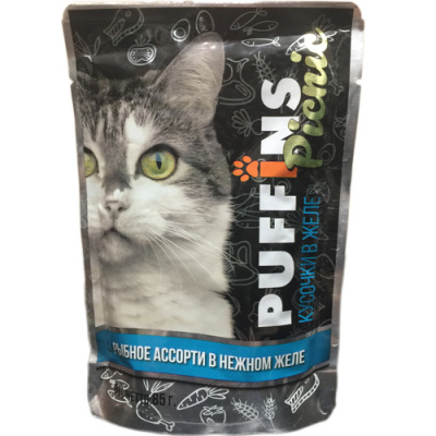 Puffins picnic 85 гр Рыбное ассорти желе д/кошек 1/26