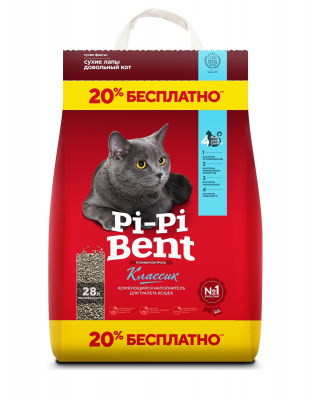 Пи-пи Bent Классик крафт-пакет 12 кг ( 28 л ) Комкующийся Акция