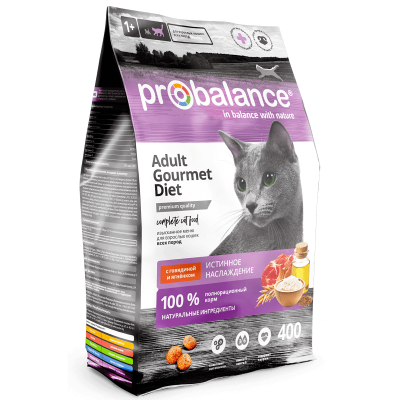 ProBalance Gourmet Diet сух. корм д/кошек с говядиной и ягненком 400 гр