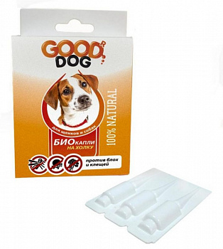 Капли антипаразитарные БИО  от блох и клещей Good Cat собаки и щенки  3 шт