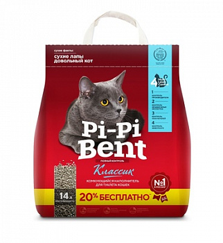 Пи-пи Bent Классик крафт-пакет 6 кг ( 14 л ) Комкующийся АКЦИЯ(3 шт)