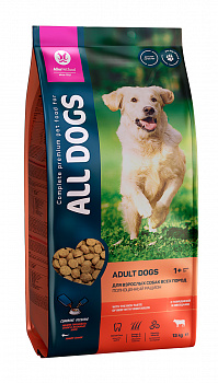 ALL DOGS корм сухой д/взр.соб. с Говядиной и овощами, 13 кг