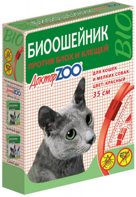 Ош. Доктор Зоо Био Красный д/кошек и мелких собак от блох,клещей 35 см