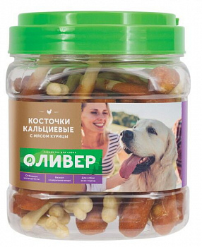 Оливер банка 750 гр Косточки кальциевые с мясом курицы