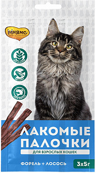 Pro Pet Мнямс лакомые палочки д/кошек с лососем и форелью13,5 см  3*5 гр