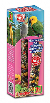 SUPERMIX Лакомство зерновое д/средн. и крупных попугаев SEVEN SEEDS ОРЕХ,ФРУКТЫ 220Г*12 шт