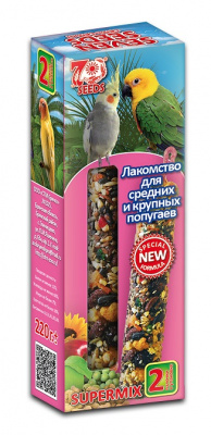 SUPERMIX Лакомство зерновое д/средн. и крупных попугаев SEVEN SEEDS ОРЕХ,ФРУКТЫ 220Г*12 шт