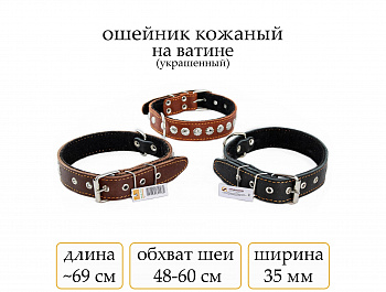 Ошейник №35 кожа на ват с украш.(мод.353) мод353