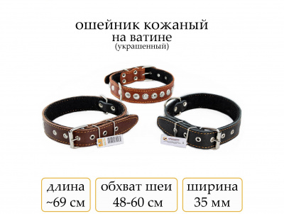 Ошейник №35 кожа на ват с украш.(мод.353) мод353