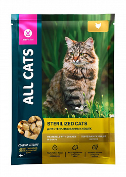 ALL CATS д/кош.85гр Стерилизованных с курицей соус тефтельки ( 28 шт)