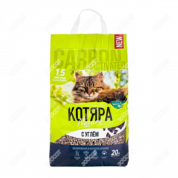 Котяра 20 л с Активированным углем п/м пакет Комкующийся