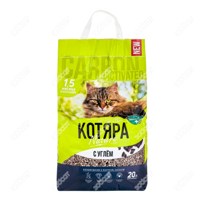 Котяра 20 л с Активированным углем п/м пакет Комкующийся