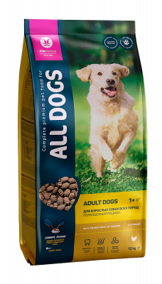 ALL DOGS д/соб. взрослых пм,Курица 13 кг