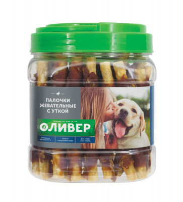Оливер банка 750гр Палочки жевательные с уткой
