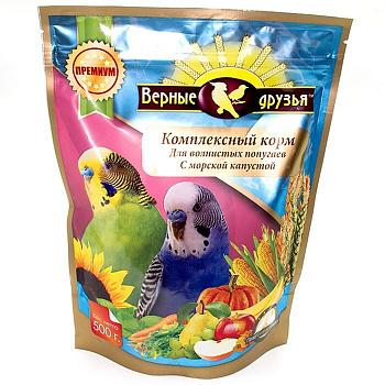 Верные друзья д/волнистых попуг.с морской капустой 500 гр 1/10