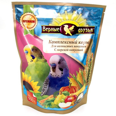 Верные друзья д/волнистых попуг.с морской капустой 500 гр 1/10