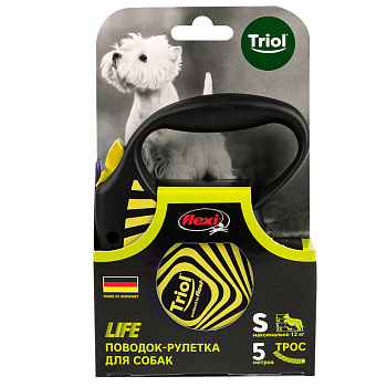 Поводок-рулетка д/соб. Flexi Life Geometry Yellow S 5м до 12кг, трос
