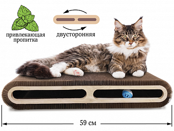 Когтеточка лежанка Т-34 с мячом Зверье Моё большая 59*30 см арт. 86182