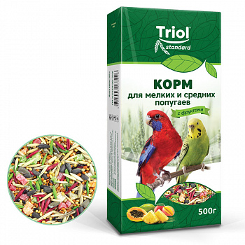 Корм д/мелких с средних попугаев с Фруктами 500 гр Triol Standart
