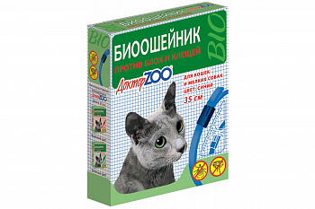 Ош. Доктор Зоо Био Синий д/кошек и мелких собак от блох,клещей 35 см