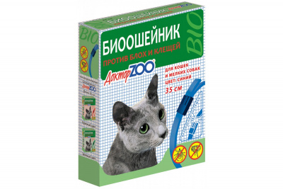 Ош. Доктор Зоо Био Синий д/кошек и мелких собак от блох,клещей 35 см