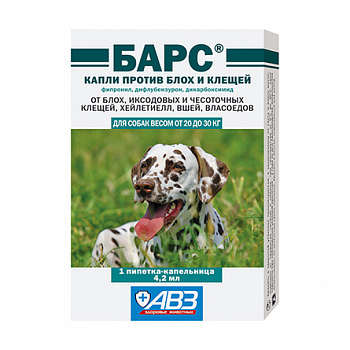 Капли Барс д/соб. от 20 до 30 кг, 1 доза 4,2 мл