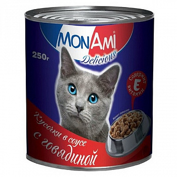 Монами конс.250гр д/кошек Говядина кусочки в соусе