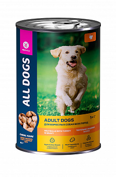 ALL DOGS конс. д/соб. тефтельки и индейкой в соусе банка 415 гр.