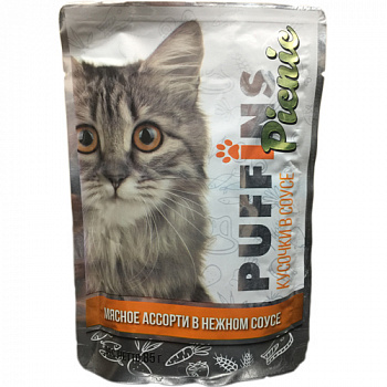 Puffins picnic 85 гр Мясное ассорти СОУС д/кошек 1/26