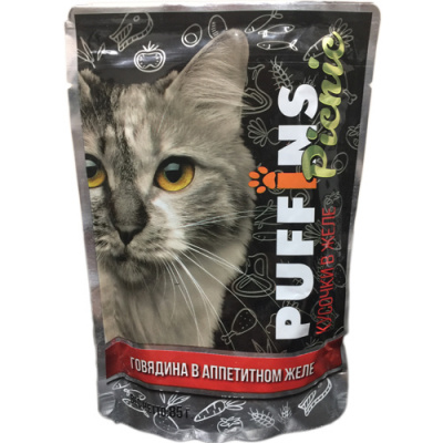 Puffins picnic 85 гр  Говядина желе д/кошек 1/26