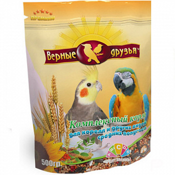 Верные друзья д/средних попуг.500 гр 1/10