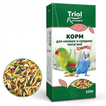 Корм д/мелких с средних попугаев Экстра 500 гр Triol Standart
