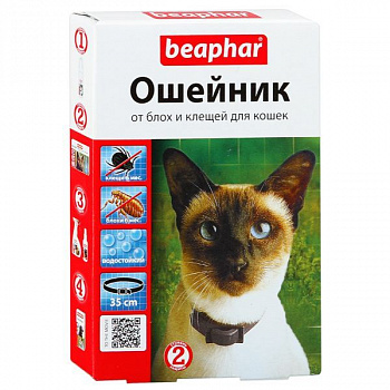 Беафар ошейник д/кош. черный от блох,клещей 35 см