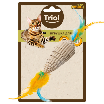 Игрушка д/кош. из гофрокартон " Конус с перьями" 80/220 мм NATURAL, Triol