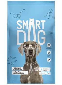Smart Dog 0.8 кг сух. корм д/взрослых собак Лосось рис