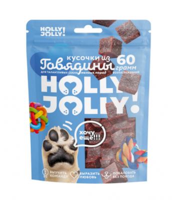 Holly Jolly Лакомтсво д/собак мелк.пород Кусочки из говядины 60 гр Y6460