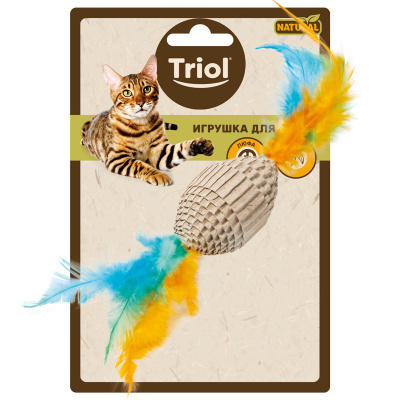 Игрушка д/кош. из гофрокартон " Мяч для регби с перьями" 60/190 мм NATURAL, Triol
