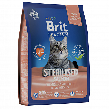 BRIT PREMIUM, Сухой корм с лососем и курицей для кошек " Cat Sterilised Salmon&Chicken" 0.4 кг