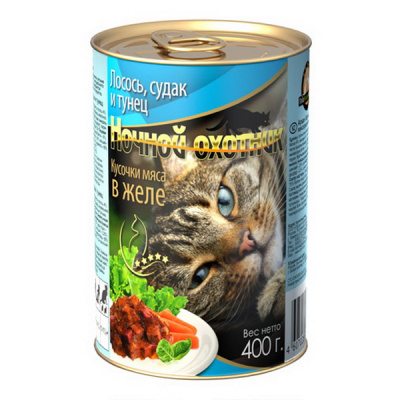 Ночной охотник 415 гр ж/б Морской коктель желе д/кошек 1/20